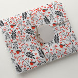 Modern Red Berry jul Bird Red Grått Presentpapper<br><div class="desc">Modern Red Berry jul Bird Red Grått Wrapping Papper</div>
