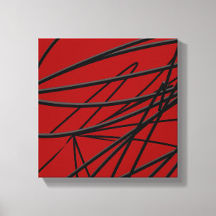 Modern Red Black Abstrakt Art Canvastryck