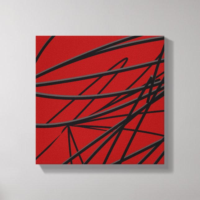 Modern Red Black Abstrakt Art Canvastryck (Framsida)
