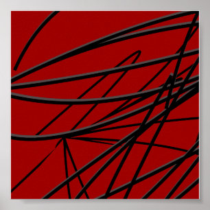 Modern Red Black Abstrakt Art Poster