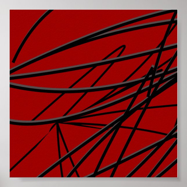 Modern Red Black Abstrakt Art Poster (Framsidan)