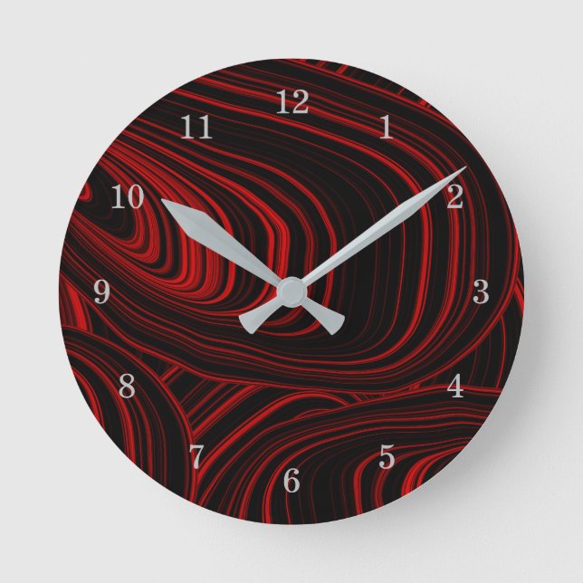 Modern Red Black Abstrakt Geode Mönster Rund Klocka (Framsida)