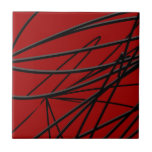 Modern Red Black Abstrakt Kakelplatta<br><div class="desc">Snyggtens moderna keramiska plattor för röd och svart abstrakt har ekologisk linjär utformning. Perfekt för contemporary stil hemdekoder</div>