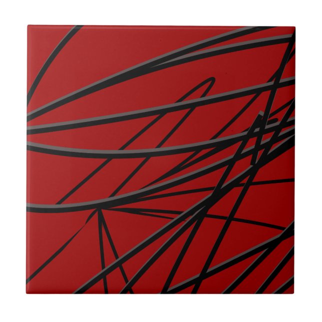 Modern Red Black Abstrakt Kakelplatta (Framsidan)