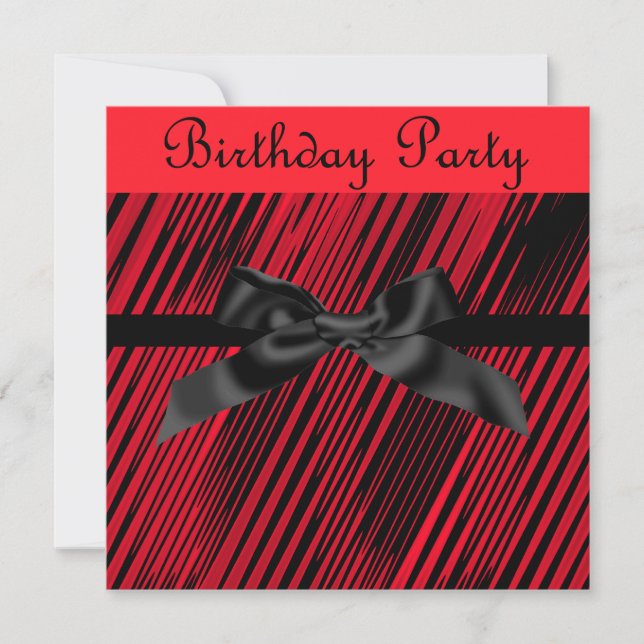 MODERN RED BLACK BOW PARTY-INBJUDAN INBJUDNINGAR (Framsida)