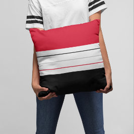 Modern Red Black Grått Rand Kudde