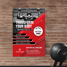 Modern Red & Black Logotyp Sports Photo Gym Markna Poster