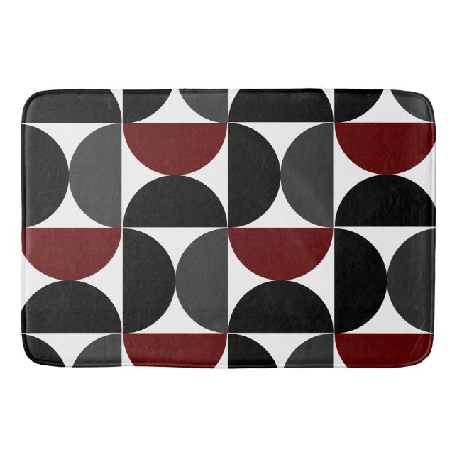 Modern Red Black och Grått i mitten av århundradet Badrumsmatta (Framsidan)