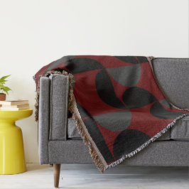 Modern Red Black och Grått i mitten av århundradet Filt