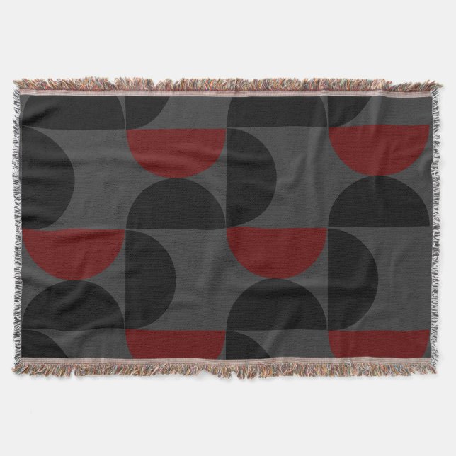 Modern Red Black och Grått i mitten av århundradet Filt (Framsidan)