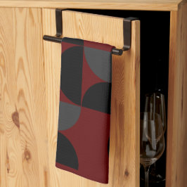 Modern Red Black och Grått i mitten av århundradet Kökshandduk