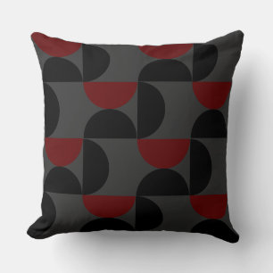 Modern Red Black och Grått i mitten av århundradet Kudde