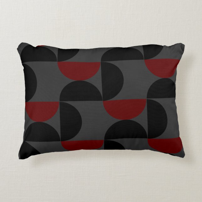 Modern Red Black och Grått i mitten av århundradet Prydnadskudde (Framsidan)