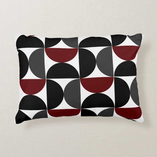 Modern Red Black och Grått i mitten av århundradet Prydnadskudde (Framsidan)