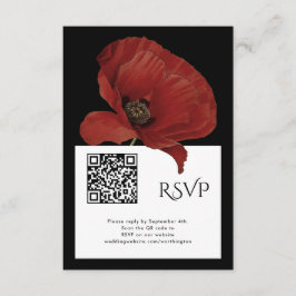 Modern Red Black OSA med QR Code Bröllop Tilläggskort