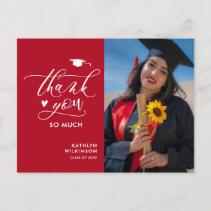 Modern Red Black Photo Simple Studenten Tack Vykort