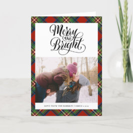 Modern Red Black Tartan Play Roligt Script Enkel Helgkort