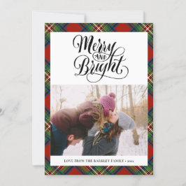 Modern Red Black Tartan Play Roligt Script Enkel Julkort