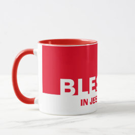 Modern Red BLESSED in Jesus Namn Christian Mugg