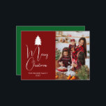 Modern Red Block Signature Merry Christmas Photo Julkort<br><div class="desc">Celebrate the season with this bold and modern Christmas design featuring a vibrant red color block and elegant signature typography. The clean minimalist layout perfectly frames your family photo,  creating a sophisticated and joyful greeting for all your loved ones.</div>