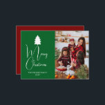 Modern Red Block Signature Merry Christmas Photo Julkort<br><div class="desc">Celebrate the season with this bold and modern Christmas design featuring a vibrant red color block and elegant signature typography. The clean minimalist layout perfectly frames your family photo,  creating a sophisticated and joyful greeting for all your loved ones.</div>