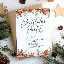 Modern Red Blommigt-inbjudan till julfest Inbjudningar