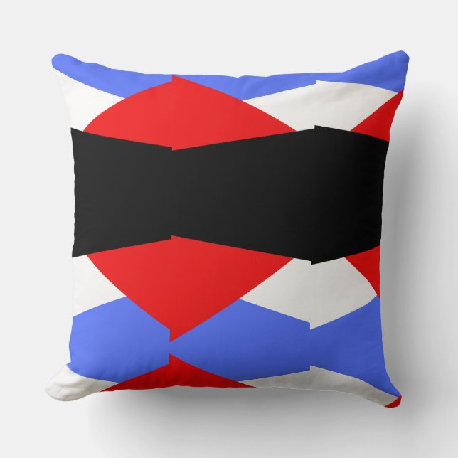 Modern Red & Blue & Black & white färg block Kudde (Framsida)