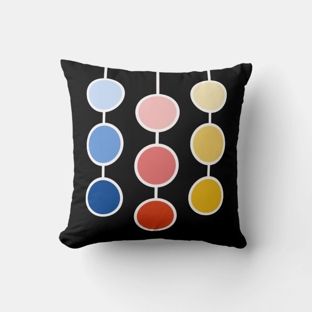 Modern Red Blue Gult HangCircles Kudde (Framsida)