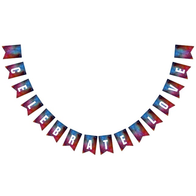 Modern Red & Blue Ombre Bokeh Ljus & Typography Vimplar (Alla)