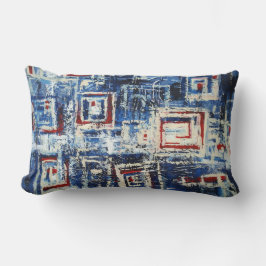 Modern Red Blue White Soft Pastel Färg Abstrakt Lumbarkudde