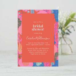 Modern Red Boho Floral Stylish Bridal Shower Inbjudningar