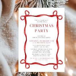 Modern Red Bow jul Party Inbjudningar
