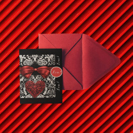Modern Red Bow och Snöre Kärlek Julkort