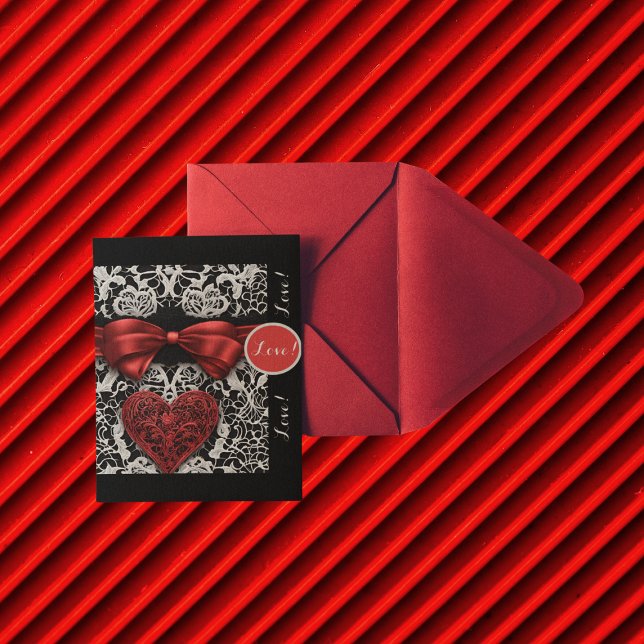 Modern Red Bow och Snöre Kärlek Julkort (Skapare uppladdad)