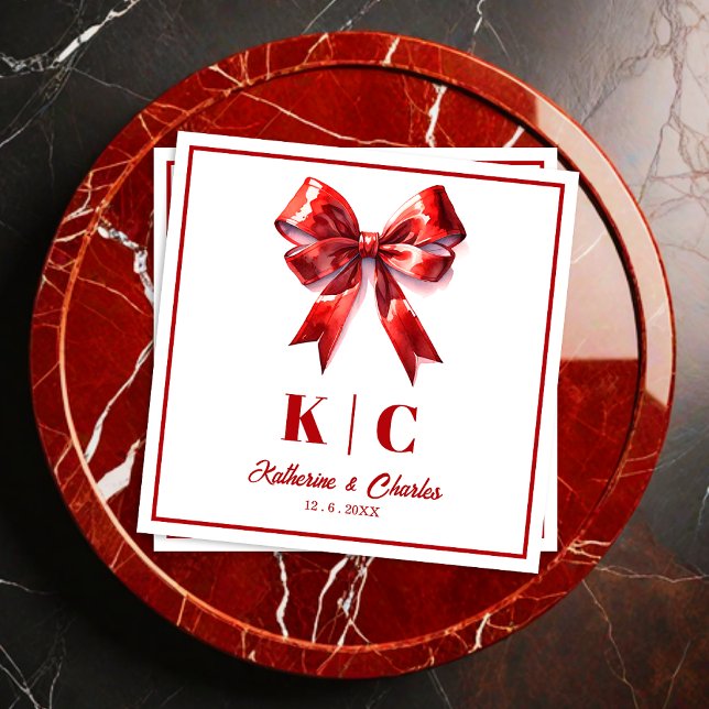 Modern Red Bow Weeding Pappersservett (Skapare uppladdad)