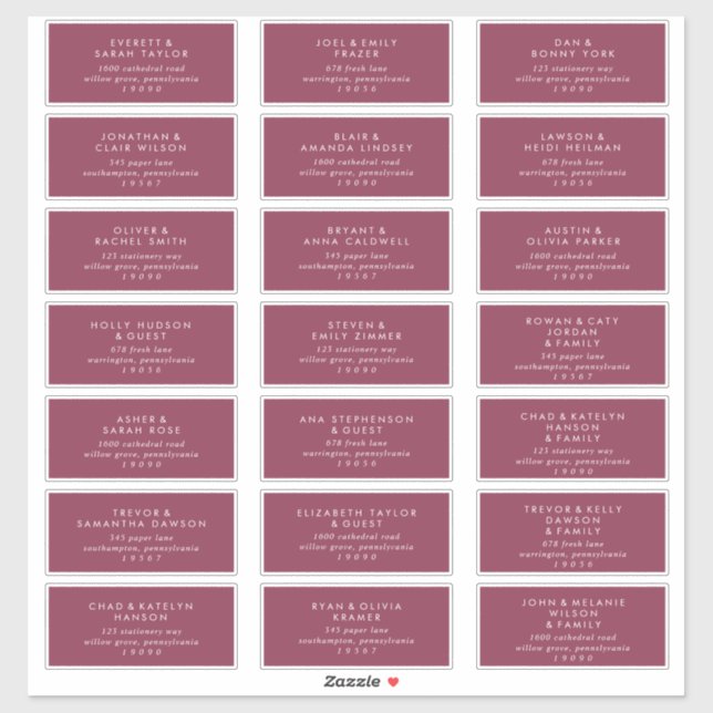 Modern Red Bröllop Guest Adressetiketters Klistermärken (Ark)