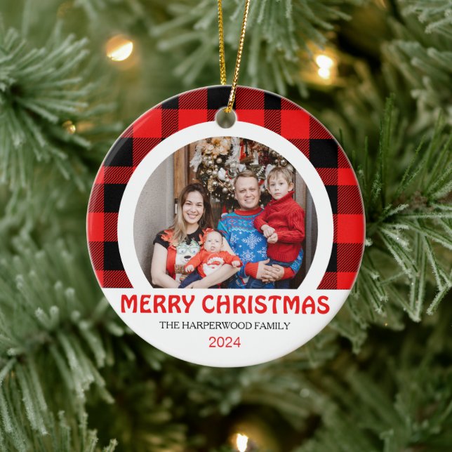 Modern Red Buffalo Play-julfamilj 1 Foto Julgransprydnad Keramik (Träd)