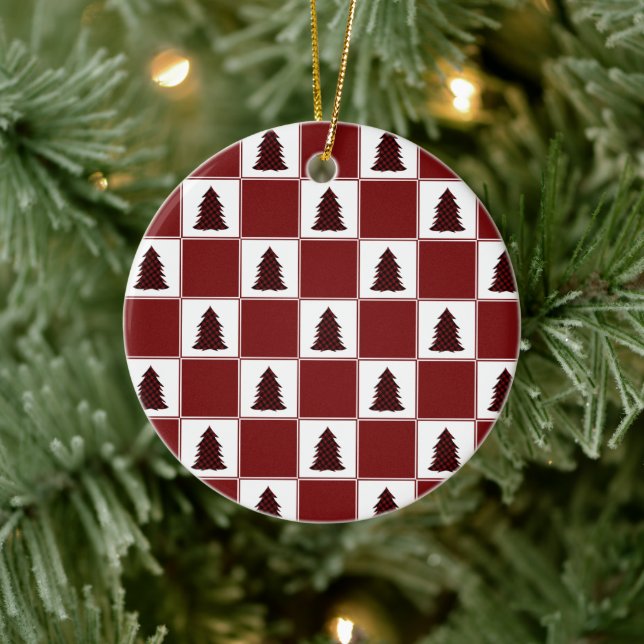 Modern Red Buffalo Play Julgran Mönster Julgransprydnad Keramik (Träd)