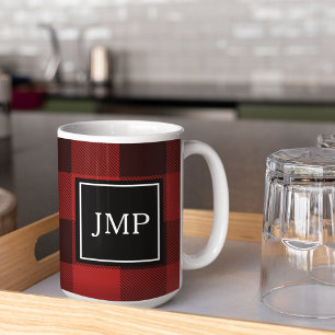 Modern Red Buffalo Play Personlig initial Kaffemugg