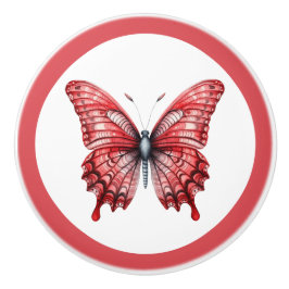 Modern Red Butterfly Girl's Drawer Knob Knopp