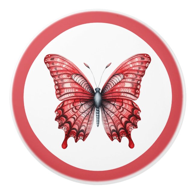 Modern Red Butterfly Girl's Drawer Knob Knopp (Framsidan)