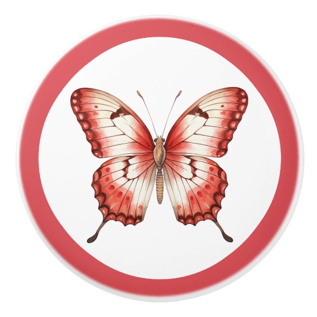 Modern Red Butterfly Girl's Drawer Knob Knopp (Framsidan)