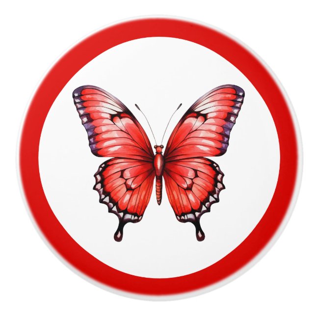 Modern Red Butterfly Söt Girl Girl Girl Girl Girl' Knopp (Framsidan)