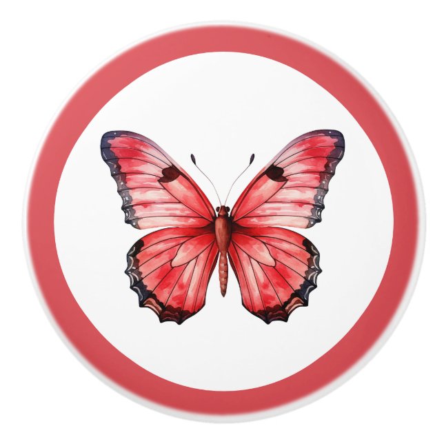 Modern Red Butterfly Söt Girl Girl Girl Girl Girl' Knopp (Framsidan)
