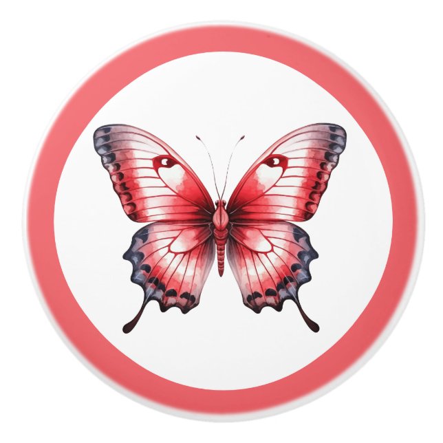 Modern Red Butterfly Söt Girl Girl Girl Girl Girl' Knopp (Framsidan)