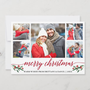 Modern Red Calligraphy 5 Photo God jul Julkort
