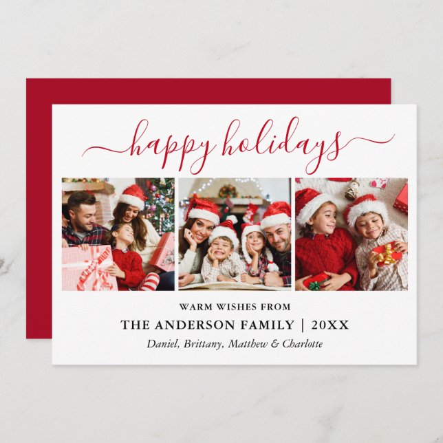 Modern Red Calligraphy Script 3 Photo Julkort (Fram/baksida)