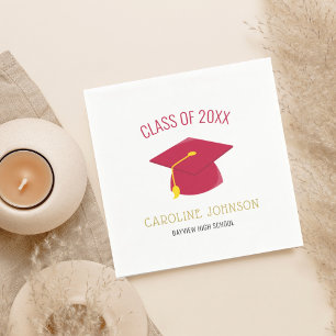 Modern Red Cap & Tassel Studenten Pappersservett
