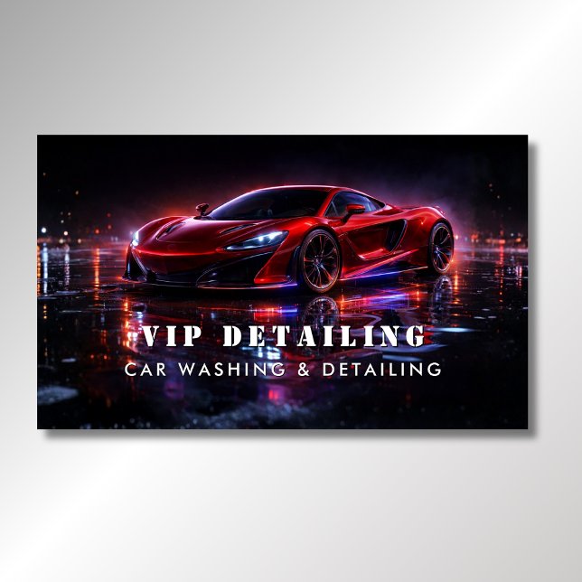 Modern Red Car Wash & Auto Detailing Visitkort (Skapare uppladdad)