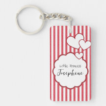 Modern Red Chalk Stripes Triple Hearts Acrylic